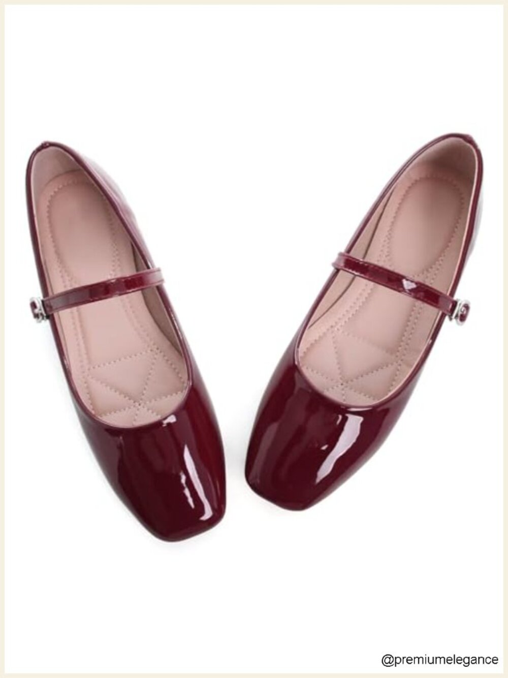 Women's Classic Mary Jane Ballet Flats, Faux Leather Square Toe Slip-On Shoes,